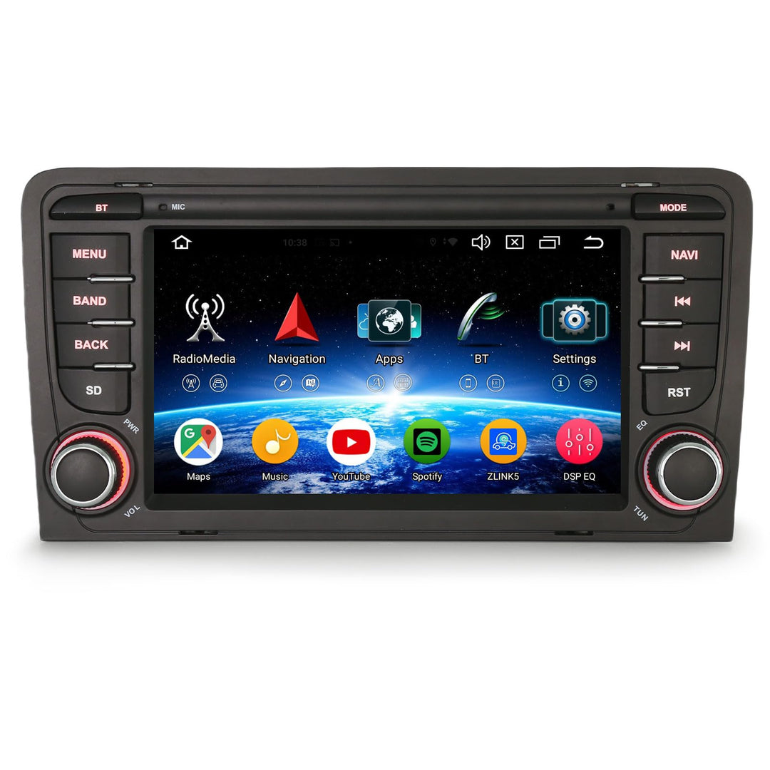 Erisin 8-Kern 4GB+64GB Android 14 GPS Autoradio mit Navigation für Audi A3 S3 RS3 RNSE-PU 7 Zoll IPS