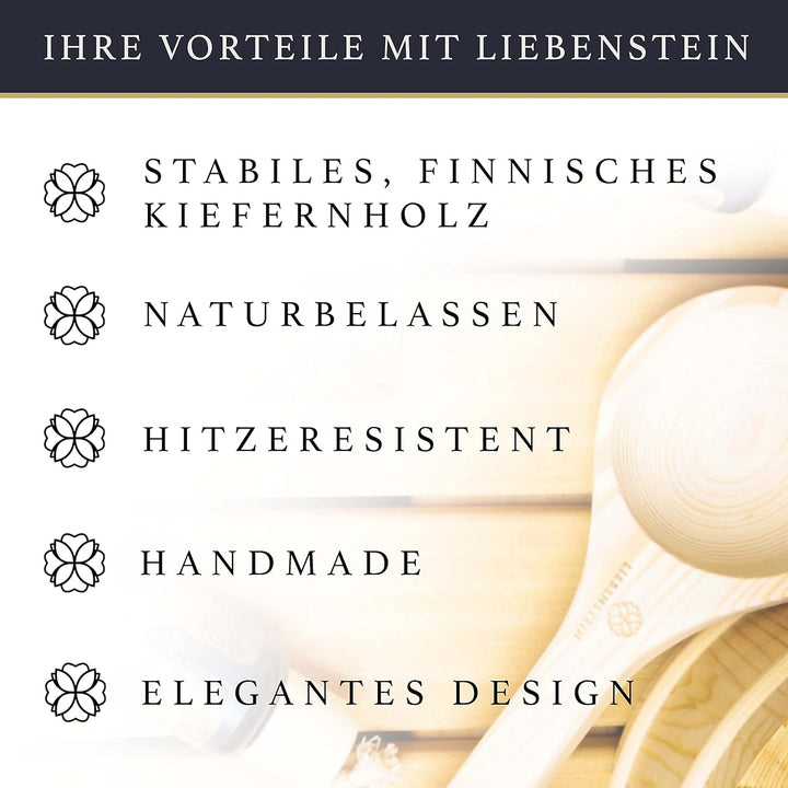 Liebenstein® Sauna Eimer mit Kelle [4L] – handgefertigt aus finnischem Kiefernholz – hochwertiges Sa