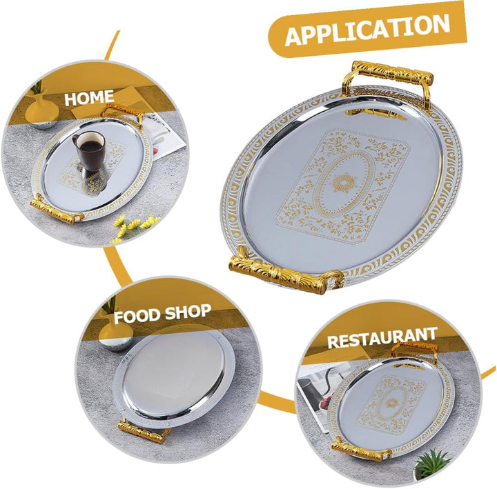 TOYANDONA Oval Serviertablett aus Edelstahl für Küche und Haushalt Speiseteller als Accessoire für G