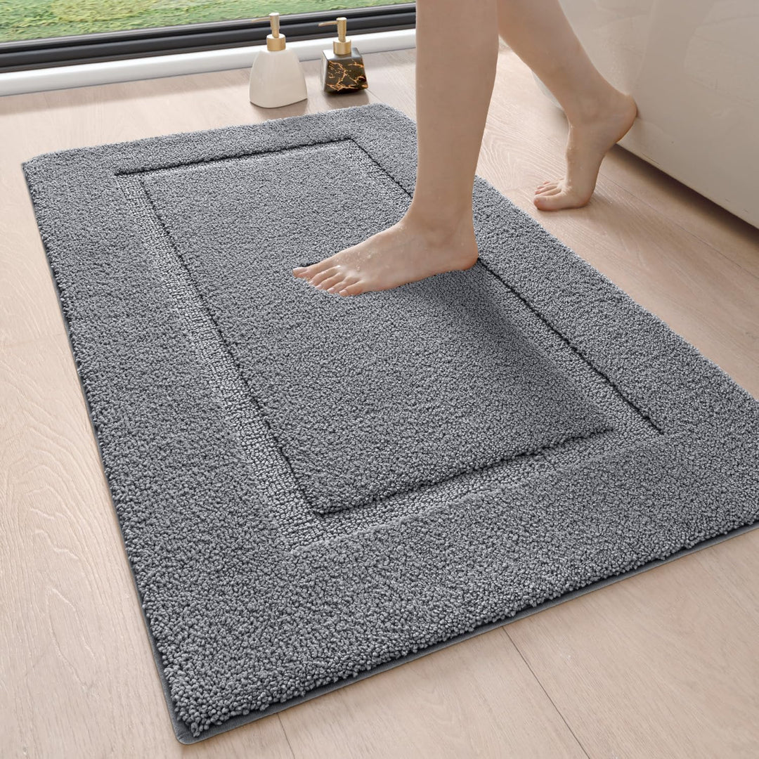 DEXI Badezimmerteppich 60 x 90 cm, Badteppich rutschfest Waschbar, weicher Badematte, Mikrofaser Abs