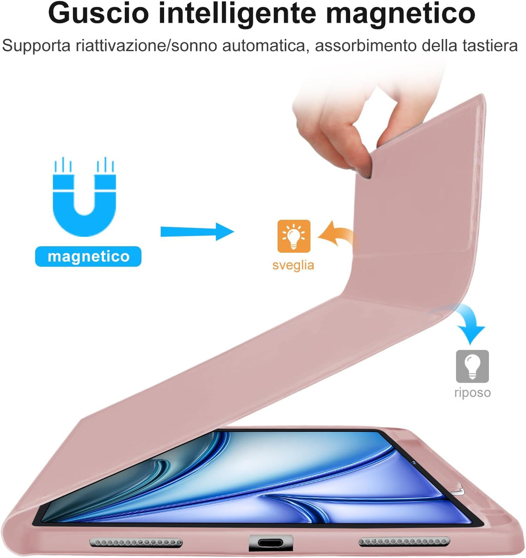 Tastatur für iPad Air 11 M3 2025/M2 2024, Italienische Tastatur, abnehmbare Bluetooth-Schutzhülle mi