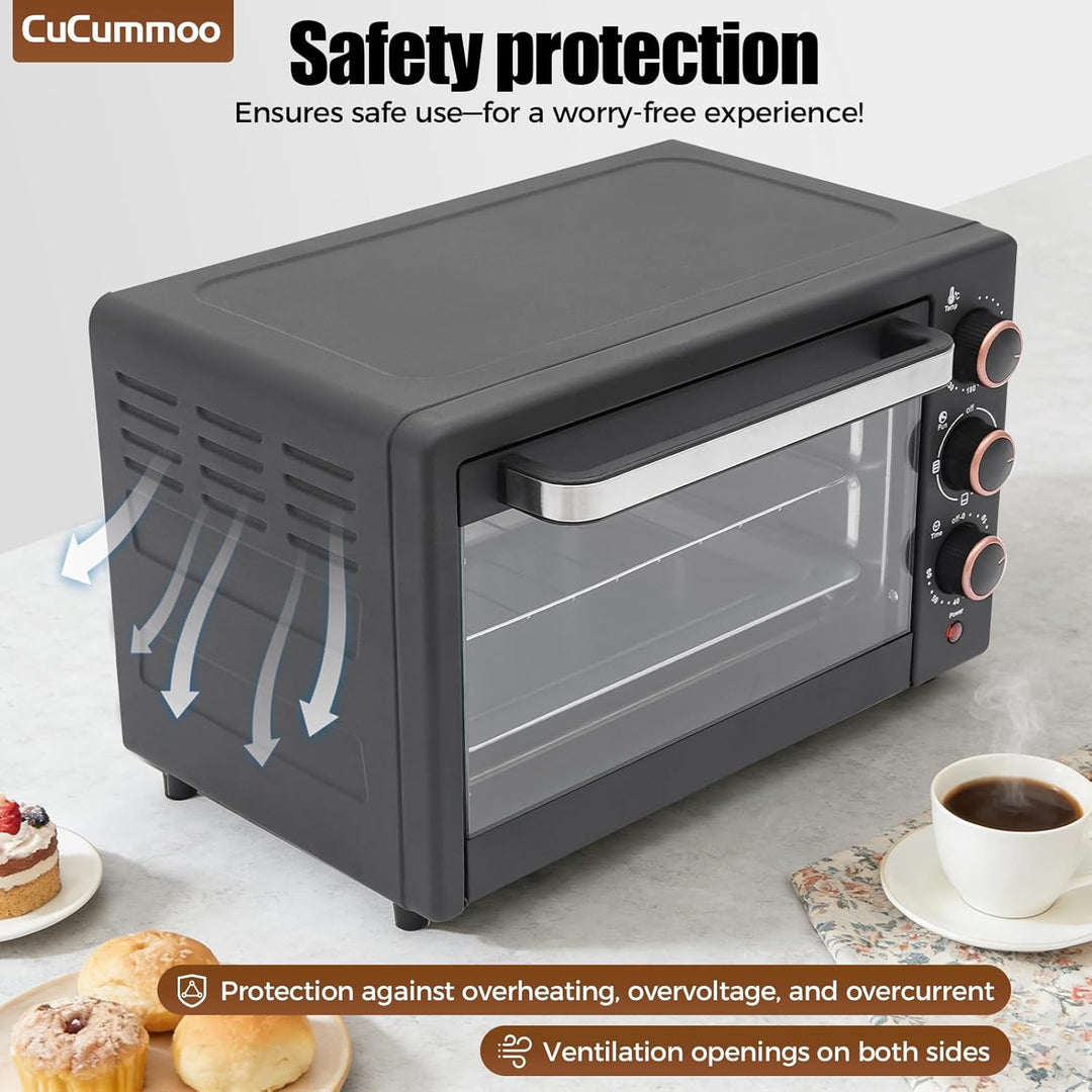 22 L Minibackofen, Mini Backofen mit Grillrost, Backblech vielseitiger Ofen mit einstellbarer Temper