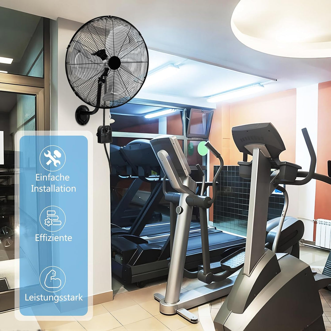 GOPLUS Wandventilator, 51cm oszillierender Ventilator, 3 Geschwindigkeiten (Schwarz), Schwarz