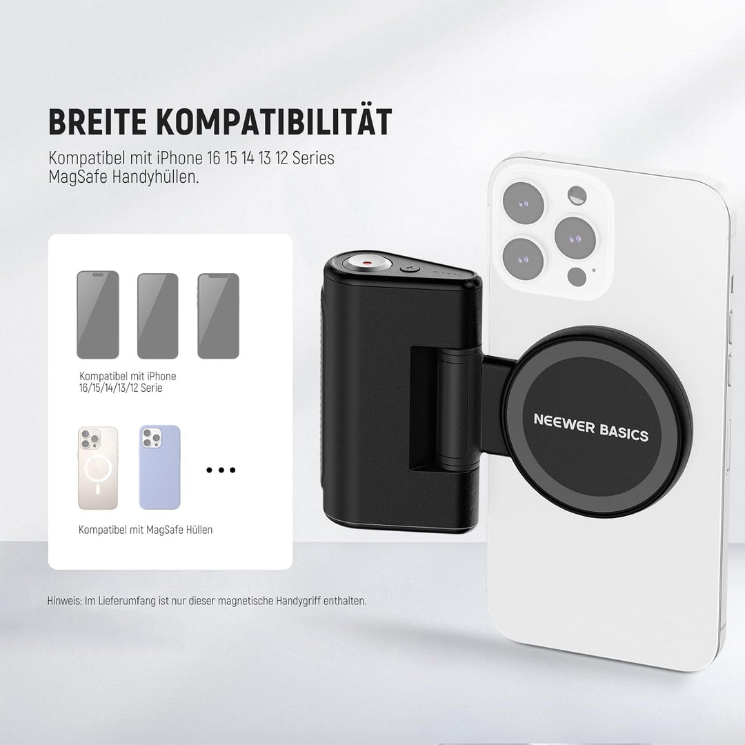 NEEWER Basics Magnetischer Smartphone Grip, Handy Kameragriff mit Fernauslöser, nur kompatibel mit M