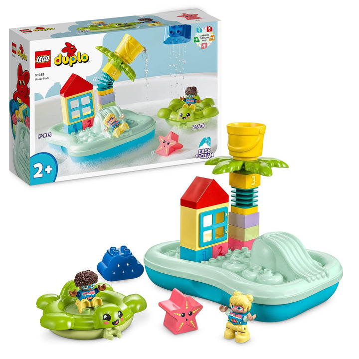 LEGO DUPLO Wasserrutsche Set, Badespielzeug für Kleinkinder ab 2 Jahren, mit schwimmender Insel, Sch