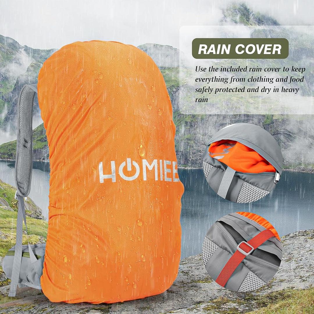 HOMIEE Wanderrucksack 50L, Herren Damen Wasserdichter Trekkingrucksack Reiserucksack Outdoor Wandern