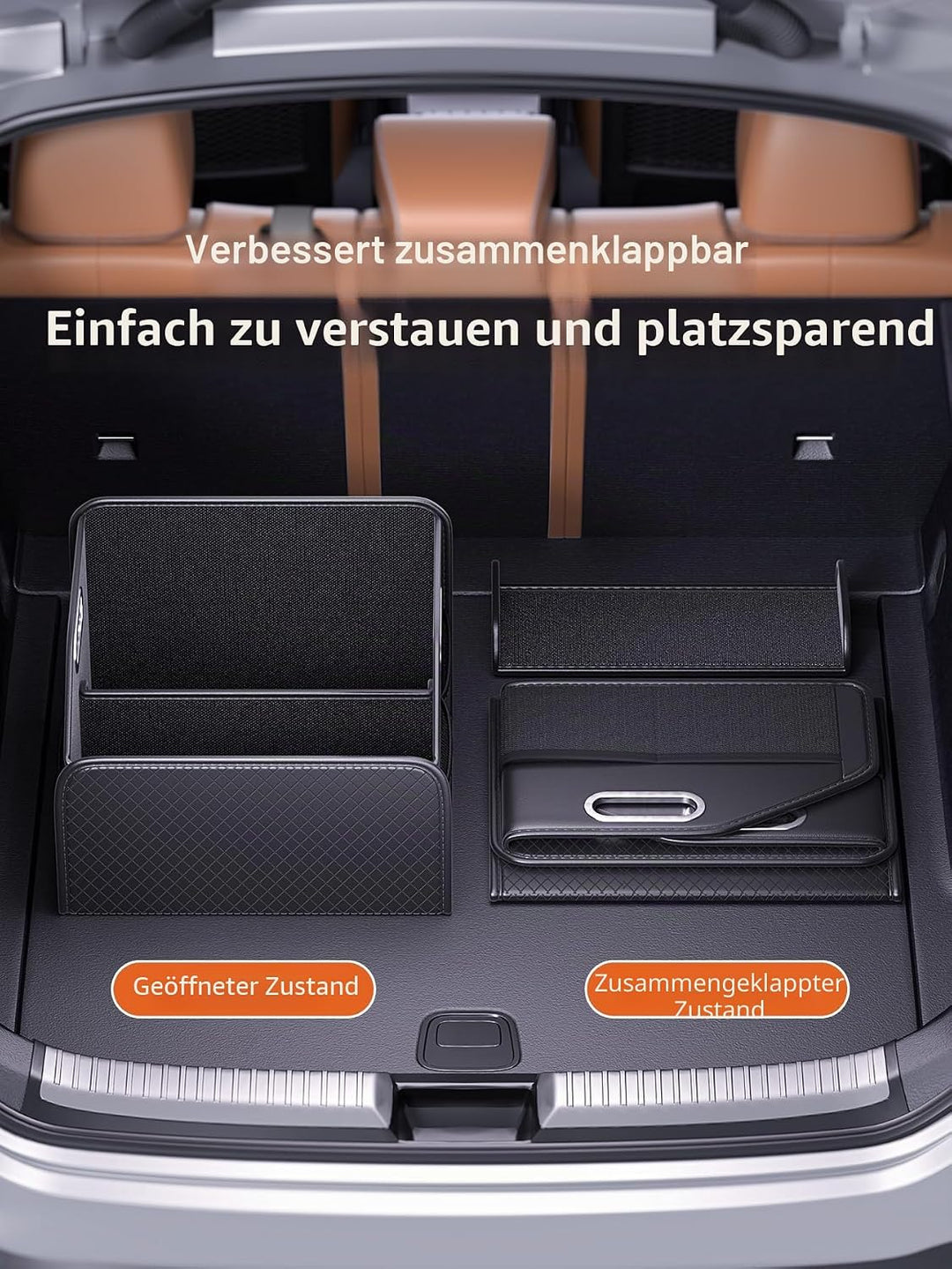 Kofferraum-Organizer aus Leder, faltbare Kofferraum-Aufbewahrungsbox für SUVs, Auto-Kofferraum-Organ
