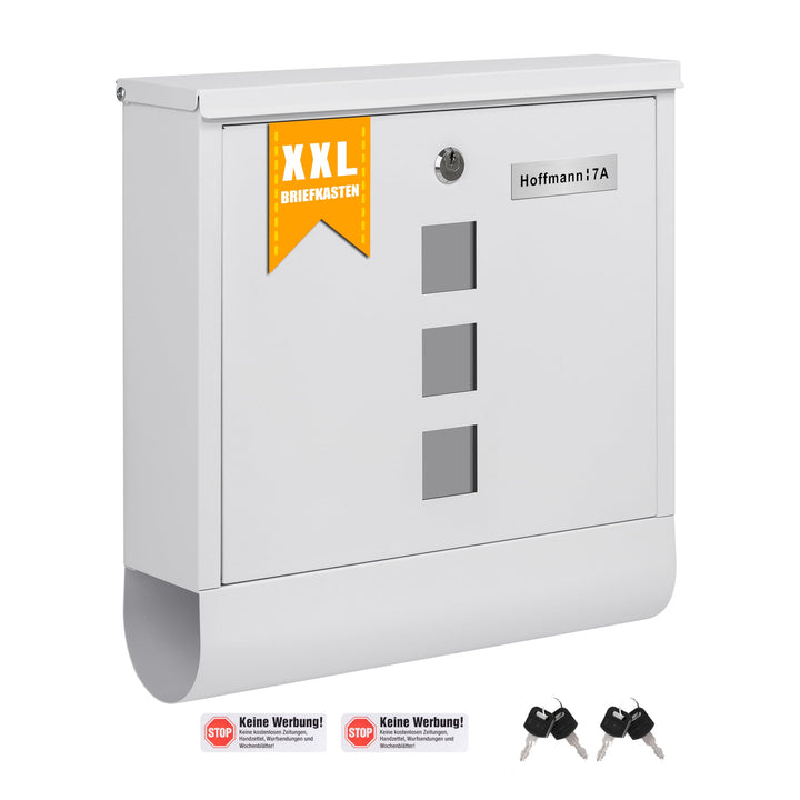 Zedelmaier Briefkasten XL Personalisiert mit Edelstahl Namensschild Wandbriefkasten Postkasten C4 Br