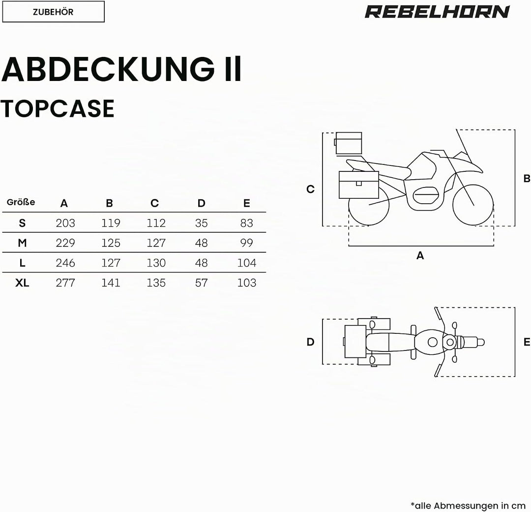 REBELHORN Cover II Top Box Motorradabdeckung | Strapazierfähiges Polyester | Motorradkoffer kompatib