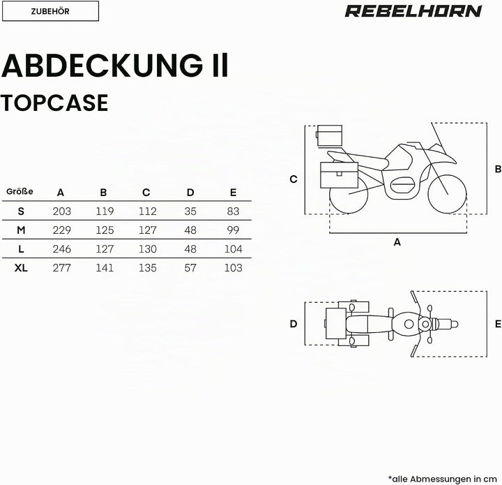 REBELHORN Cover II Top Box Motorradabdeckung | Strapazierfähiges Polyester | Motorradkoffer kompatib