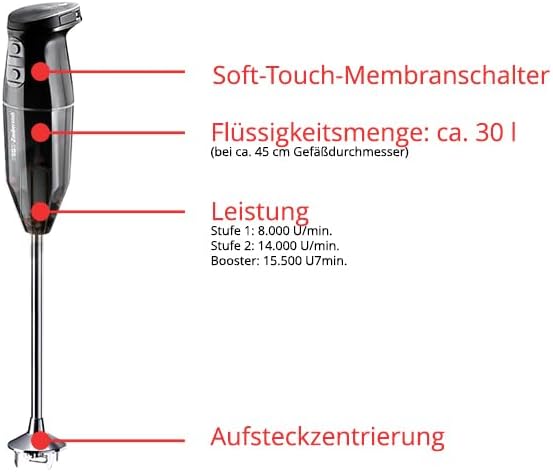 ESGE Zauberstab Cordless PRO, 2500 mAh Li-Ion Akku Profi Stabmixer, Pürierstab, ergonomischer Griff,