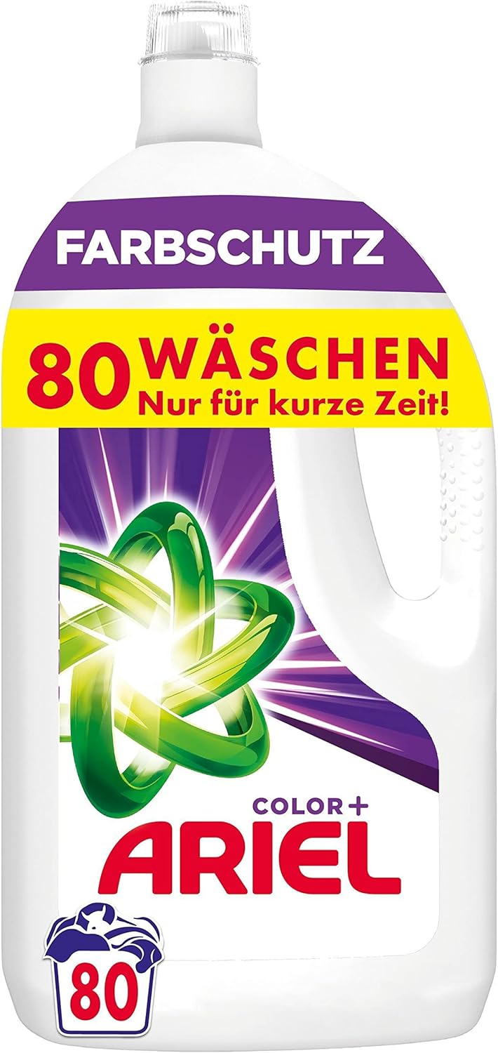 Ariel Flüssigwaschmittel, 80 Waschladungen, Farbschutz, Ausgezeichnete Fleckentfernung Beim 1. Wasch
