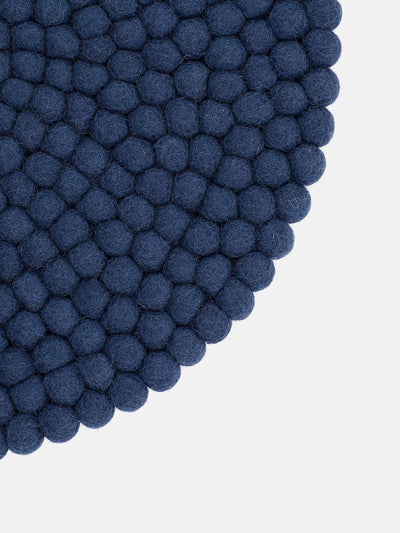 myfelt Filzkugel Sitzauflage Stuhlauflage - Alva - rund, Ø 36 cm, Dunkelblau, Dunkelblau