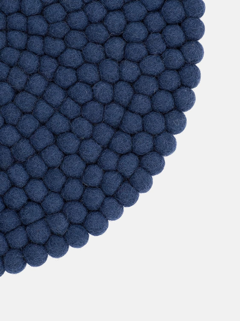 myfelt Filzkugel Sitzauflage Stuhlauflage - Alva - rund, Ø 36 cm, Dunkelblau, Dunkelblau