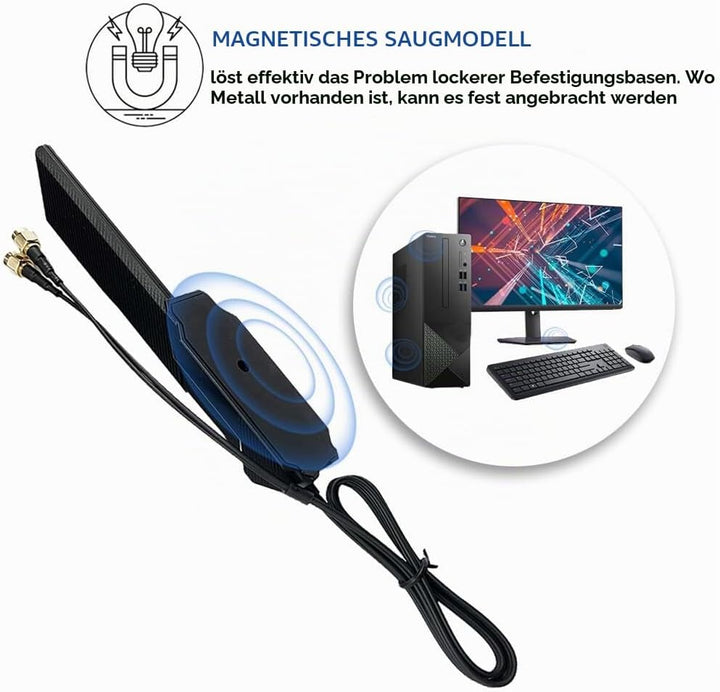 JINTAI High Gain 9dBi Tri-Band WiFi 6E Antenne mit Magnetfuss für ASUS für PC Desktop Computer - Omn