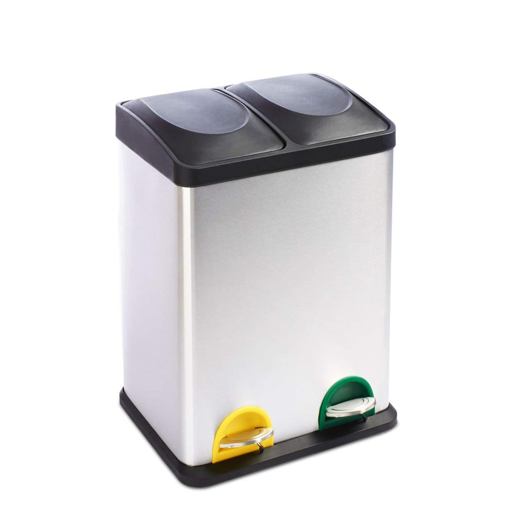 casa pura Mülleimer bis zu 72 Liter - Abfalleimer aus Edelstahl - Mülltrennsystem für Küche - Tretei