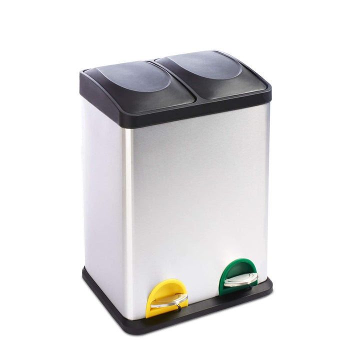 casa pura Mülleimer bis zu 72 Liter - Abfalleimer aus Edelstahl - Mülltrennsystem für Küche - Tretei