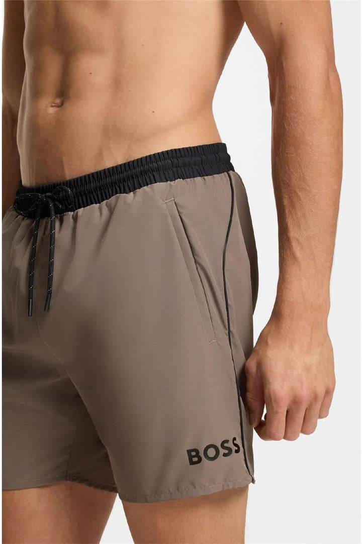 BOSS Herren Starfish Badeshorts mit kontrastfarbenem Logo und Paspelierung XXL Medium Brown 210, XXL