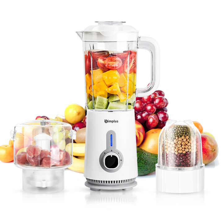 Simplus 3-in-1 Multifunction Stand Mixer, 1250 ml Mixkrug, 500 ml Fleischbecher & 300 ml Mahlbecher,