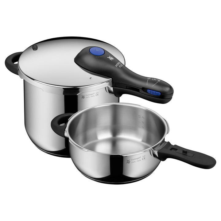 WMF Perfect Plus Schnellkochtopf Set Induktion 2-teilig, Dampfkochtopf 6,5l + 3l, grosses Kochsignal