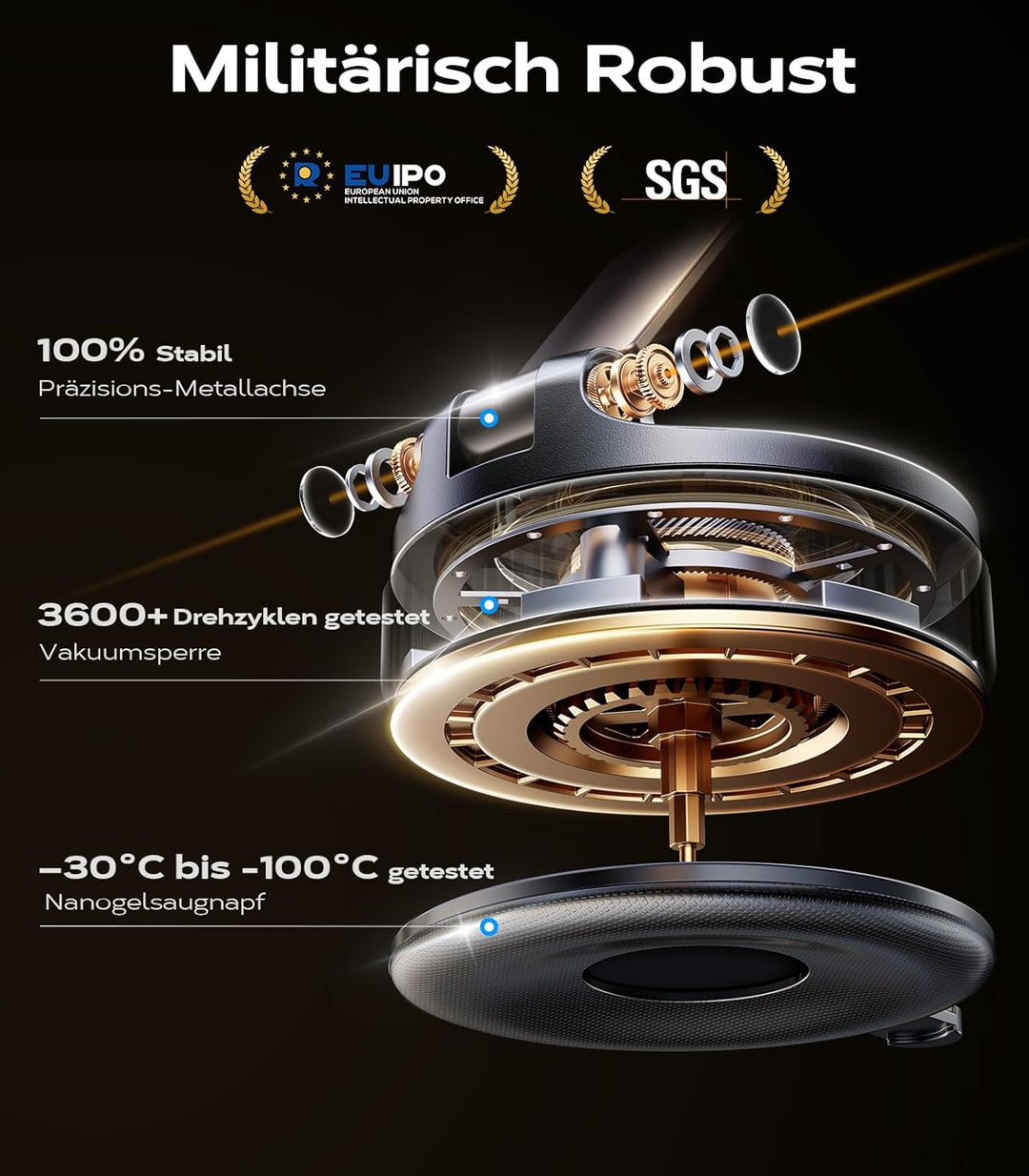 VICSEED 2025 Handyhalterung Auto Magnet für Magsafe Autohalterung [ Vakuum Saugnapf & N55 Magnets] 3