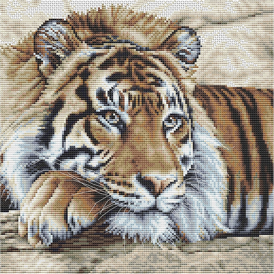 Thea Gouverneur - Kreuzstich-Set - Tiger - Leinen - 36 Count - Für Erwachsene - 579 579 Linen, 579 L