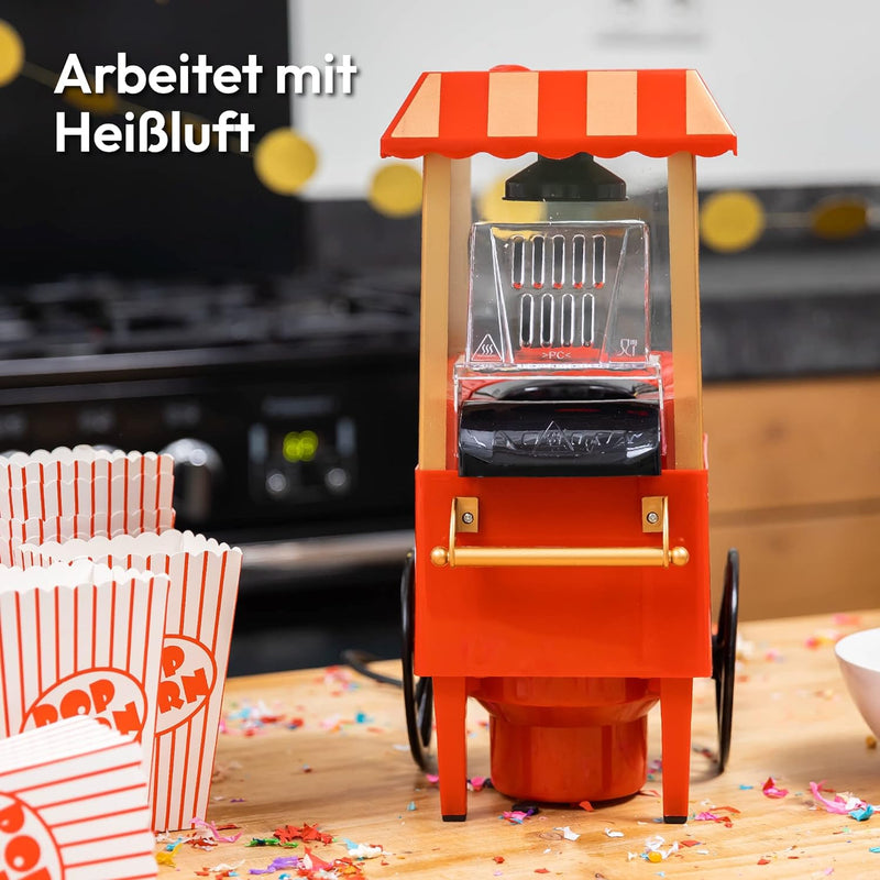 Gadgy Popcorn Maschine Heissluft - Retro Popcorn Maker - Fettfreies Ölfreies Pop Corn - Gesunder Maï