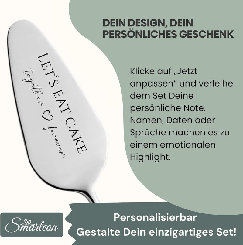 Tortenheber inkl. Tortenmesser im Set mit persönlicher Gravur als Geschenk zur Hochzeit, Jahrestag,