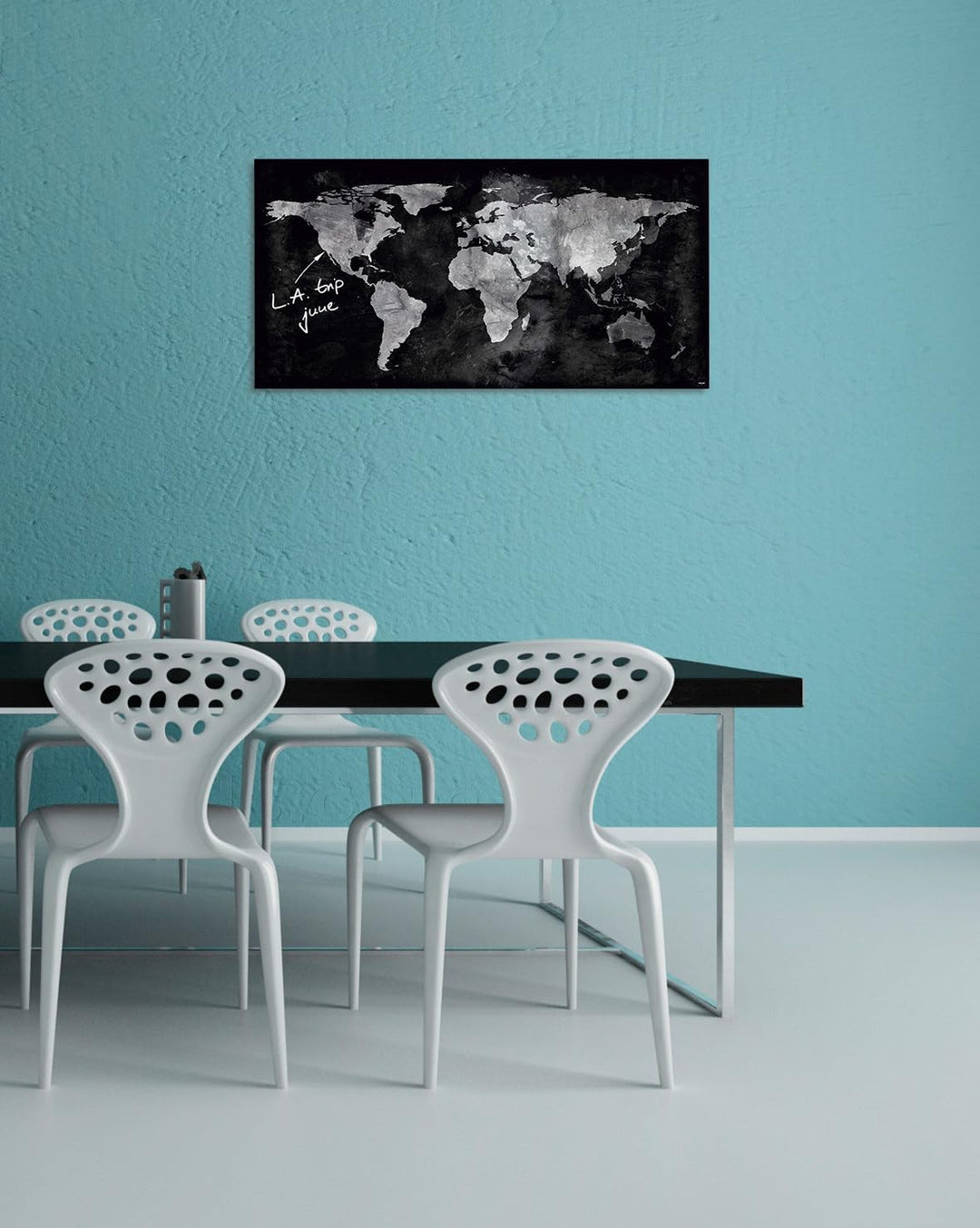 SIGEL GL270 Premium Glas-Magnettafel 91 x 46 cm World-Map hochglänzend, TÜV geprüft, einfache Montag