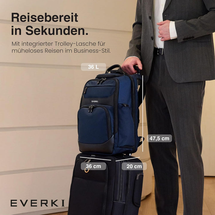 Everki Onyx Business Laptop‑Rucksack | 17,3″ Laptopfach, 36L, ideal für Arbeit & Reise – Navy Blau 1