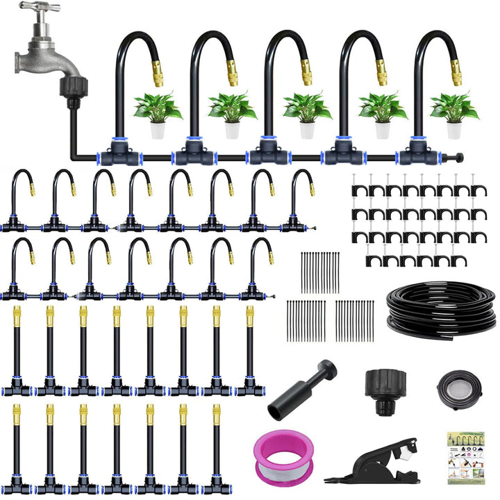 15M Quick-Connect Drip Irrigation System Kit,360° Curved Bewässerungssystem Garten,Automatische Bewä