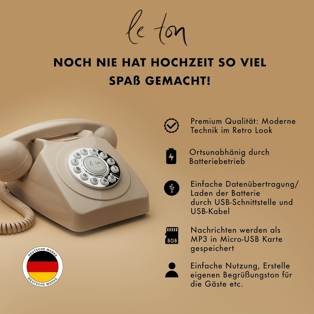 Le Ton Audio Gästebuch Telefon für Hochzeiten und Events, Gästetelefon Hochzeitstelefon Audio Guest