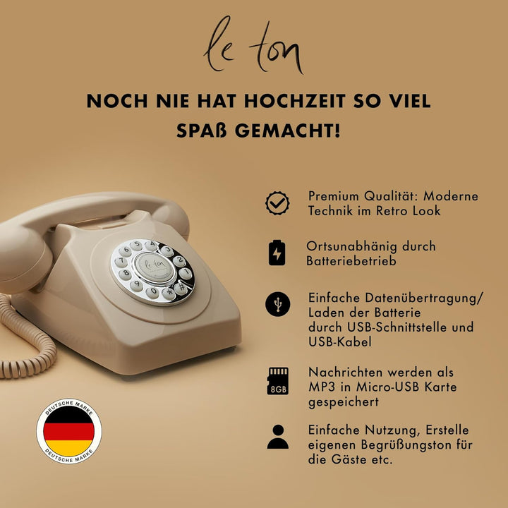 Le Ton Audio Gästebuch Telefon für Hochzeiten und Events, Gästetelefon Hochzeitstelefon Audio Guest