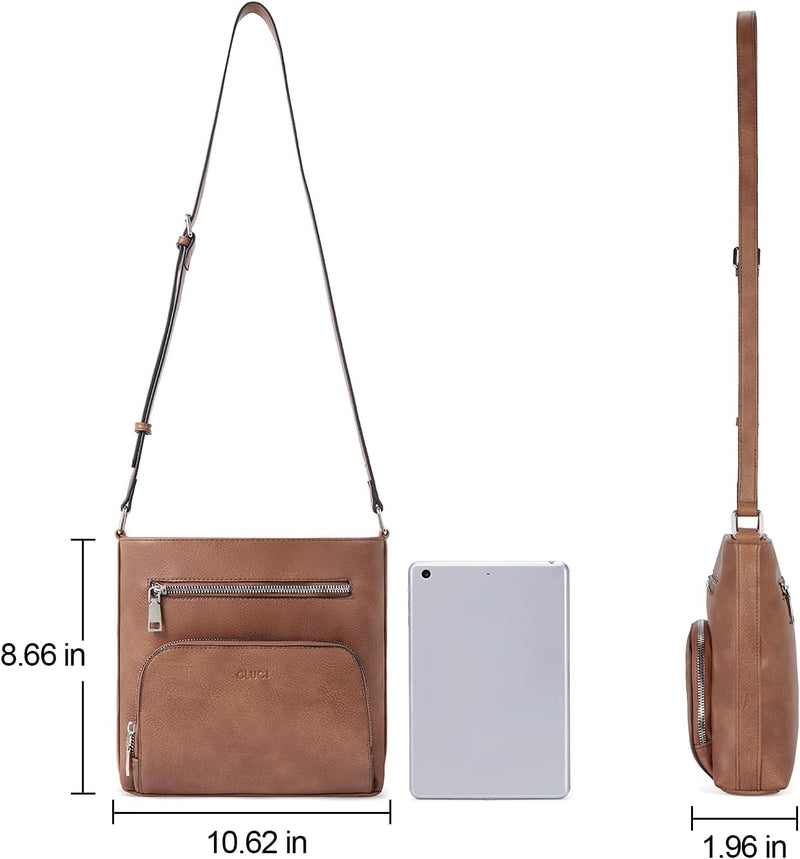 CLUCI Damen Umhängetasche Weiche Vegane Lederhandtaschen Vintage Designer Multi Taschen Reise Schult