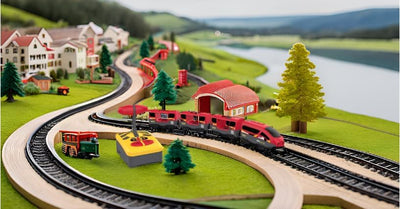 Leomark Holzeisenbahn - Fernbedienung - Spielzeug Eisenbahn, Kinder-Bahn Zug, Spiel-Set Holz, Elektr