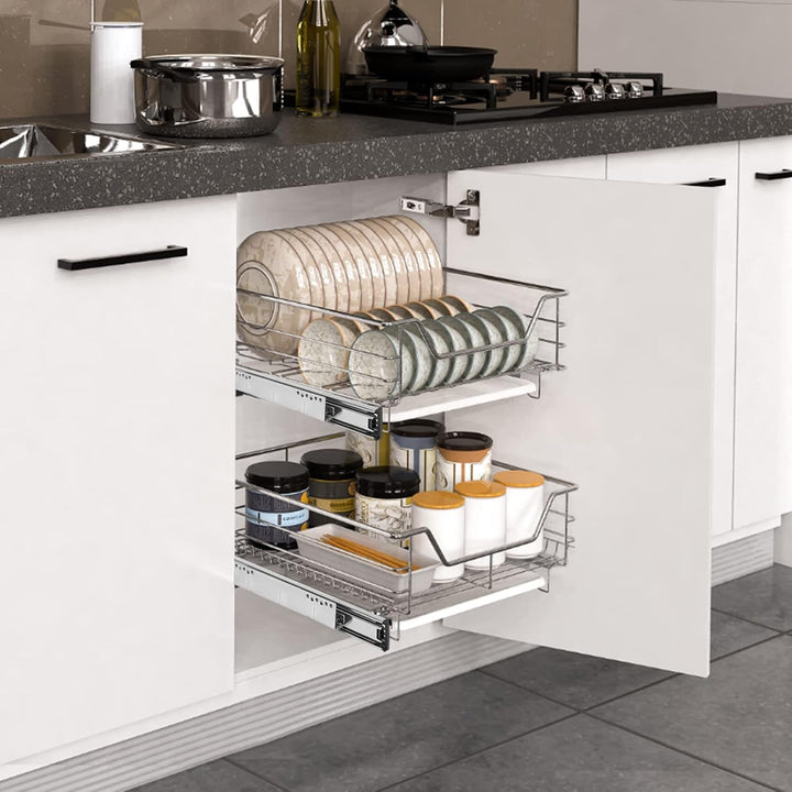 Ikodm Teleskopschublade 2X30cm Küchenschublade, Schrankauszug,Küchenschrank Auszug Nachrüsten,Küchen