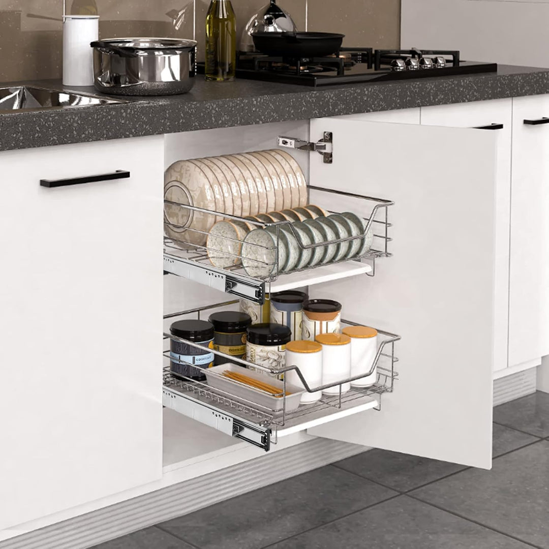 Jopassy Teleskopschublade 40cm Küchenschublade, Schrankauszug,Küchenschrank Auszug Nachrüsten,Küchen