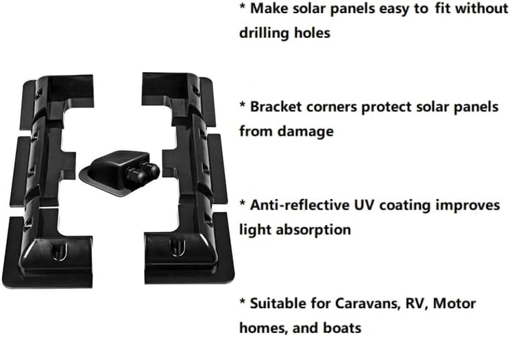 Baotkere Solar Panel ABS Montagehalterung, 7 Stcs Bohrer Eckschutzkit mit Kabeleingangsdrüse, Verwen