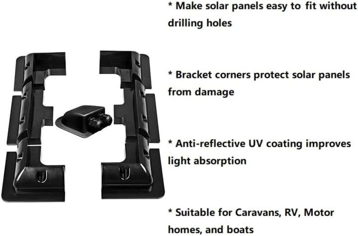 Baotkere Solar Panel ABS Montagehalterung, 7 Stcs Bohrer Eckschutzkit mit Kabeleingangsdrüse, Verwen