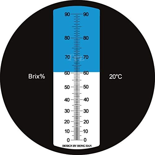 HHTEC Refraktometer 0-90% Brix Handrefraktometer zur Bestimmung des Zuckergehalts von Honig Pflanzen