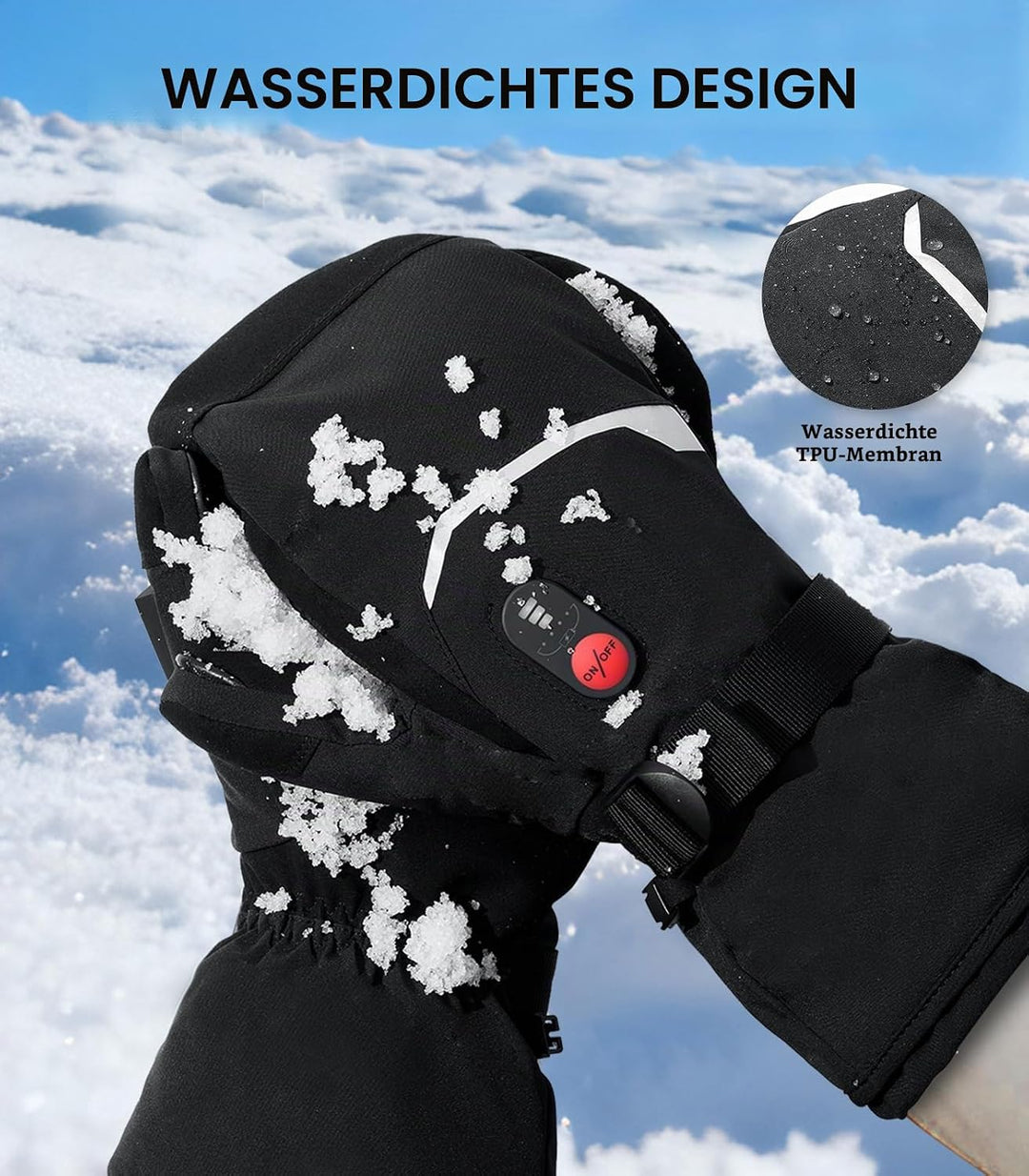 Beheizte Handschuhe, wiederaufladbare SkiHandschuhe für Damen Herren Kinder Winterskaten Camping Ski