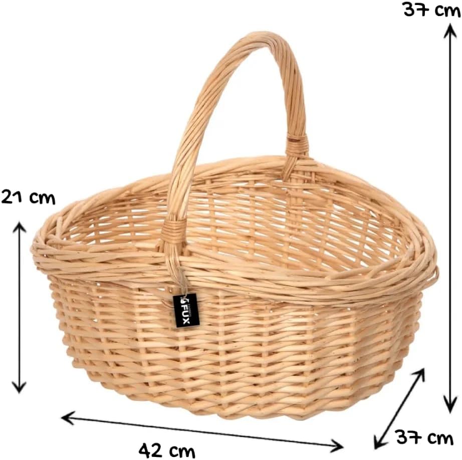 Handkorb Weide oval gross geflochten Allzweckkorb Einkaufskorb 42x37cm