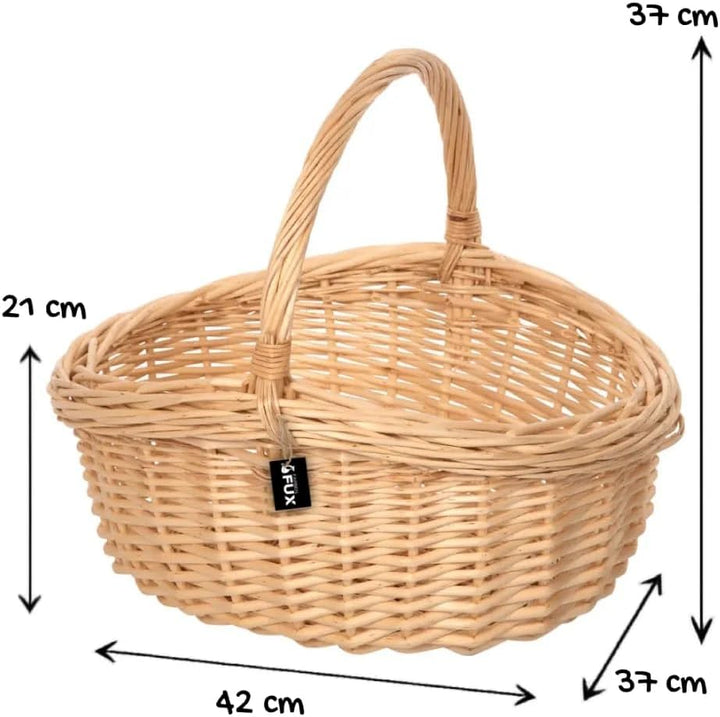 Handkorb Weide oval gross geflochten Allzweckkorb Einkaufskorb 42x37cm