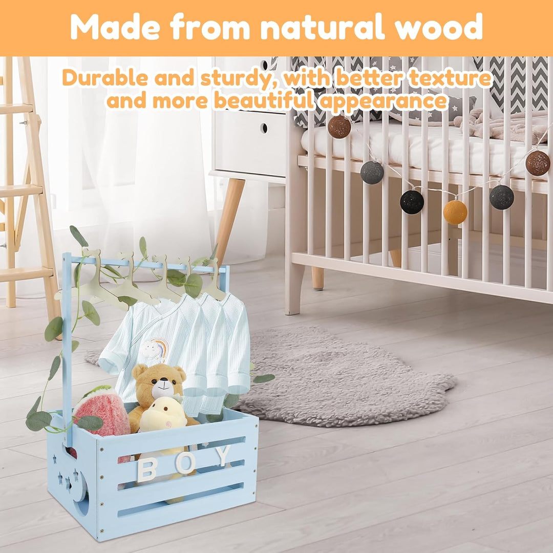 Babykorb mit Griff, Holz Babyparty Schrank Praktischer Holzkiste für Babyparty mit Stange,Schrank fü