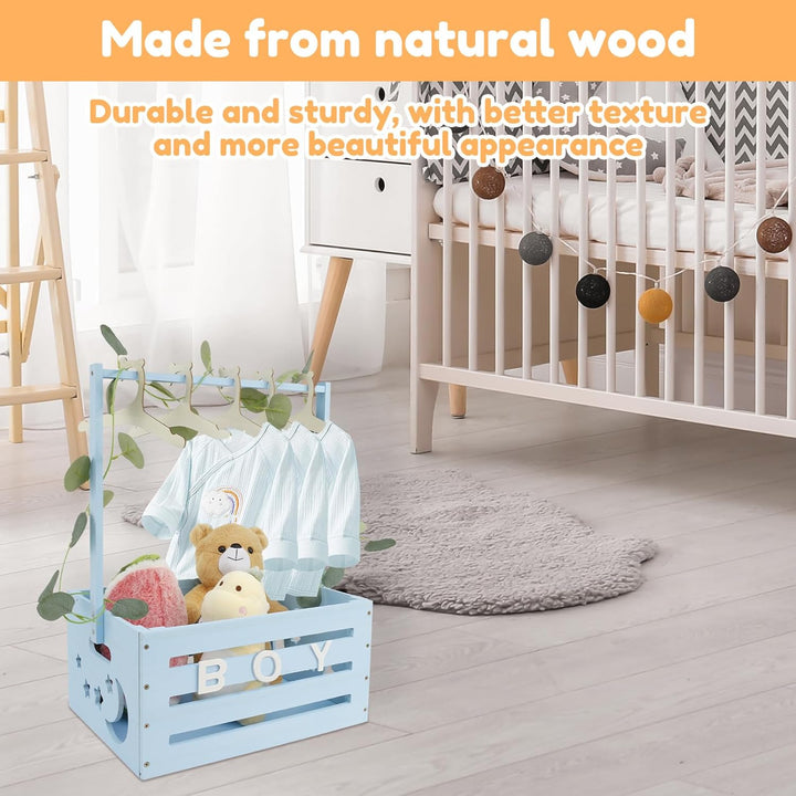 Babykorb mit Griff, Holz Babyparty Schrank Praktischer Holzkiste für Babyparty mit Stange,Schrank fü