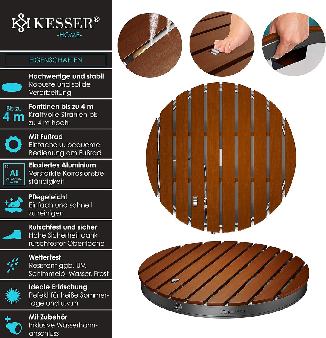 KESSER® Gartendusche Bodendusche Aussendusche Saunadusche Campingdusche Ø 70 cm Rund Fontänenhöhe bi