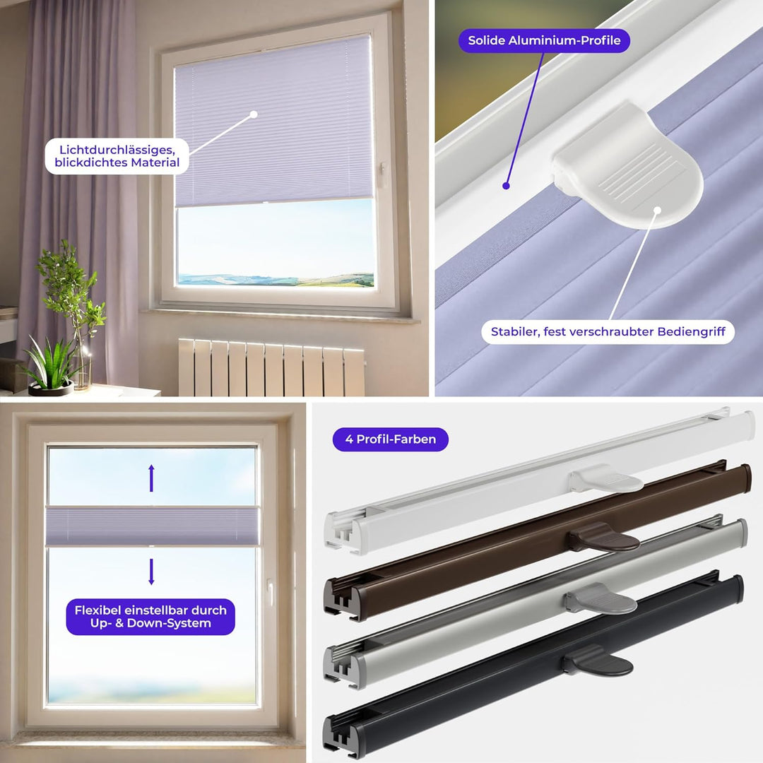 SchattenFreude Thermo-Plissee nach Mass für Fenster & Tür (Hitzeschutz zum Anschrauben), Hitzeschutz