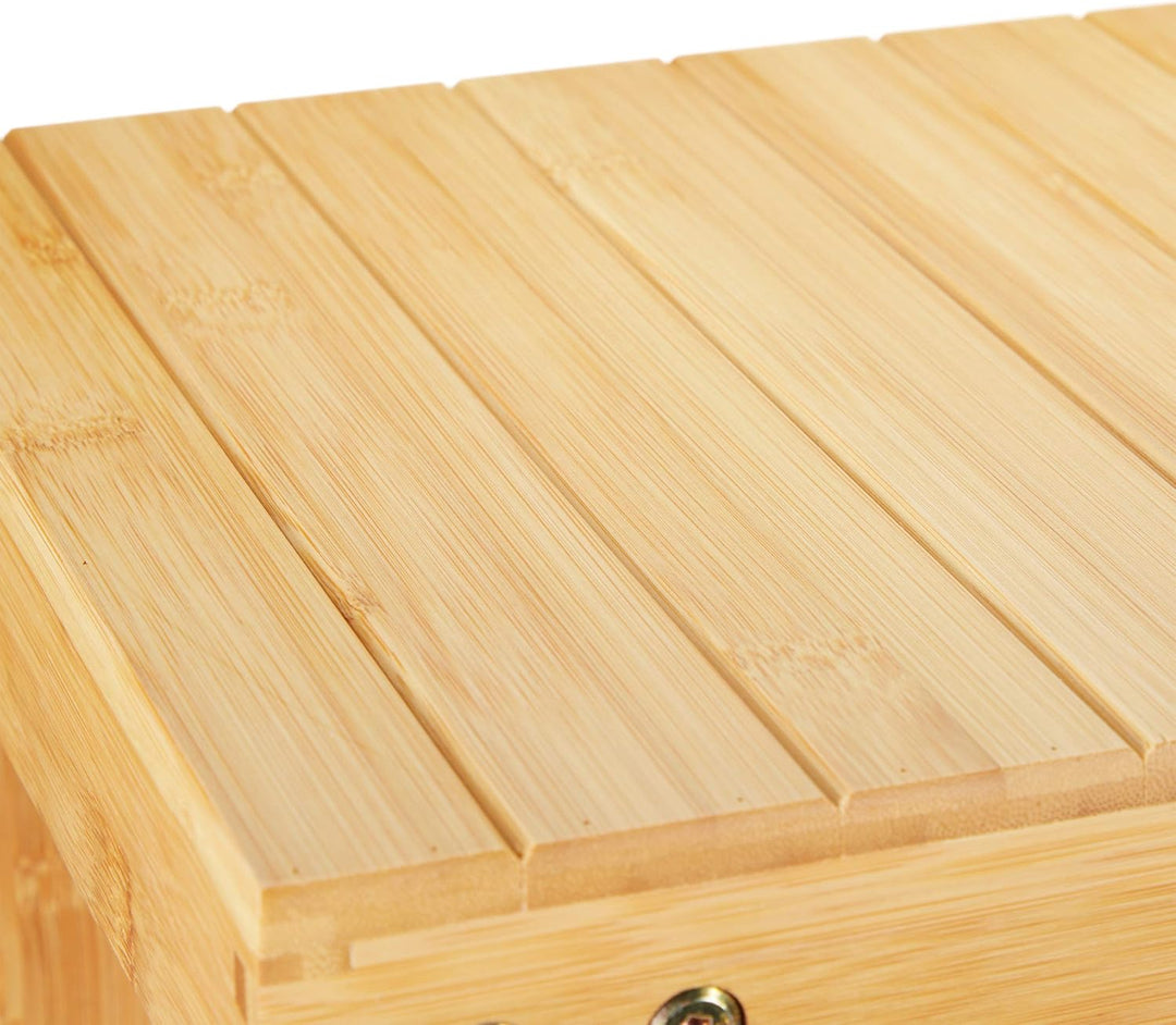 Relaxdays Schuhregal Bambus, Schuhbank mit Sitzfläche & 2 Ablagen, Sitzbank Flur, Badezimmerbank, 45