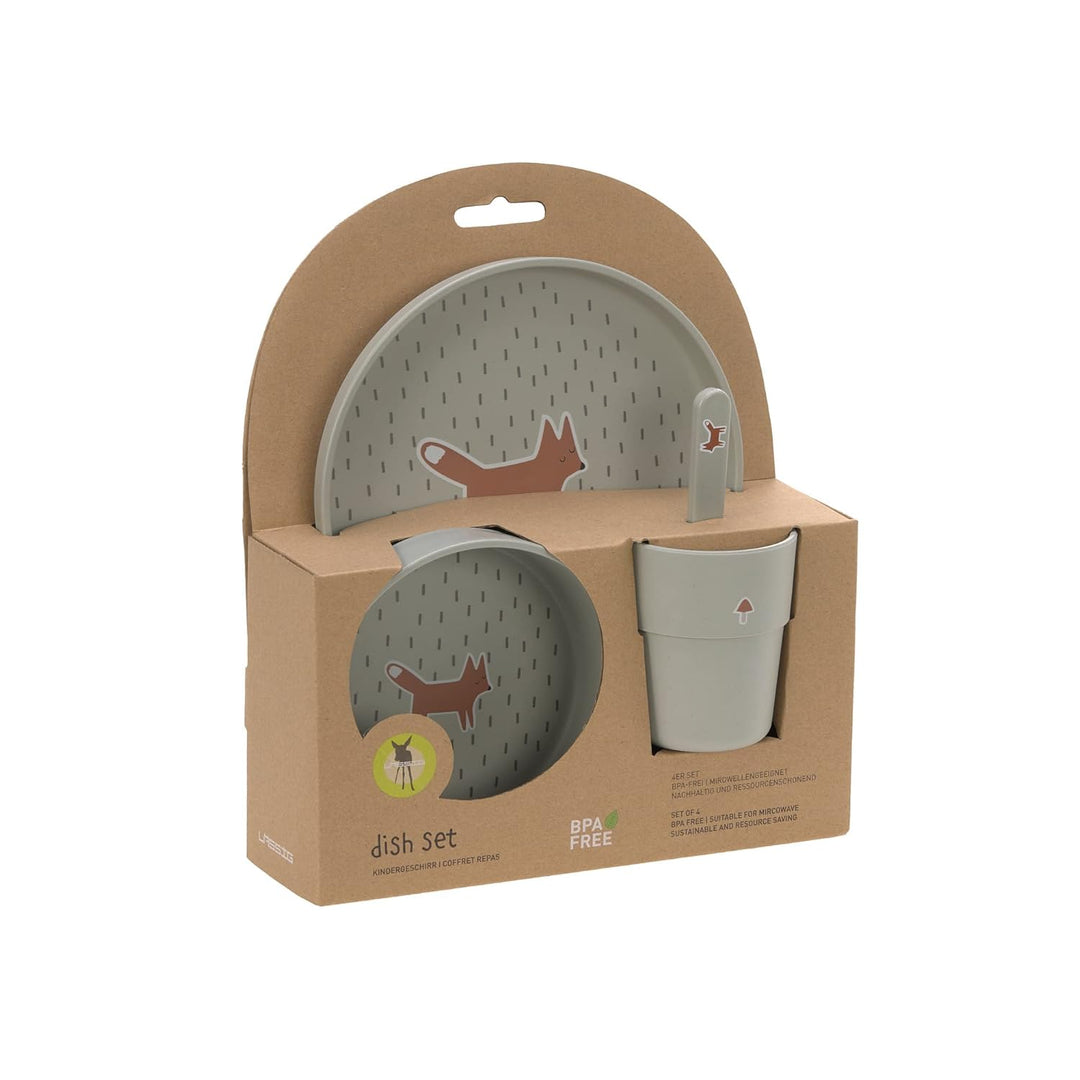 LÄSSIG Kindergeschirr Set (Teller, Becher, Schälchen, Löffel) ohne , BPA-frei, für Spülmaschine und