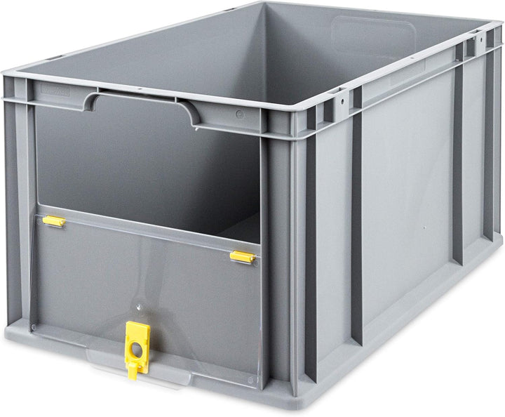 aidB Eurobox NextGen Insight Cover gelb, 600x400x320 mm, Cover hoch, robuste Regalbox mit Entnahmeöf